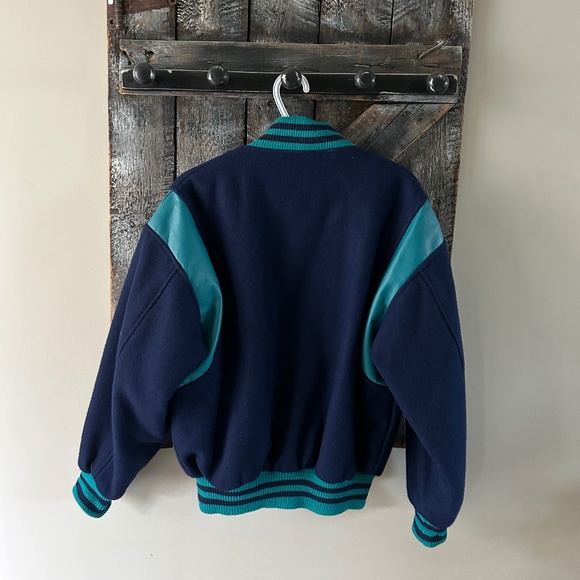 Men's Areo Mode Wool & Leather Varsity Snap Button Jacket - Picture 2 of 3